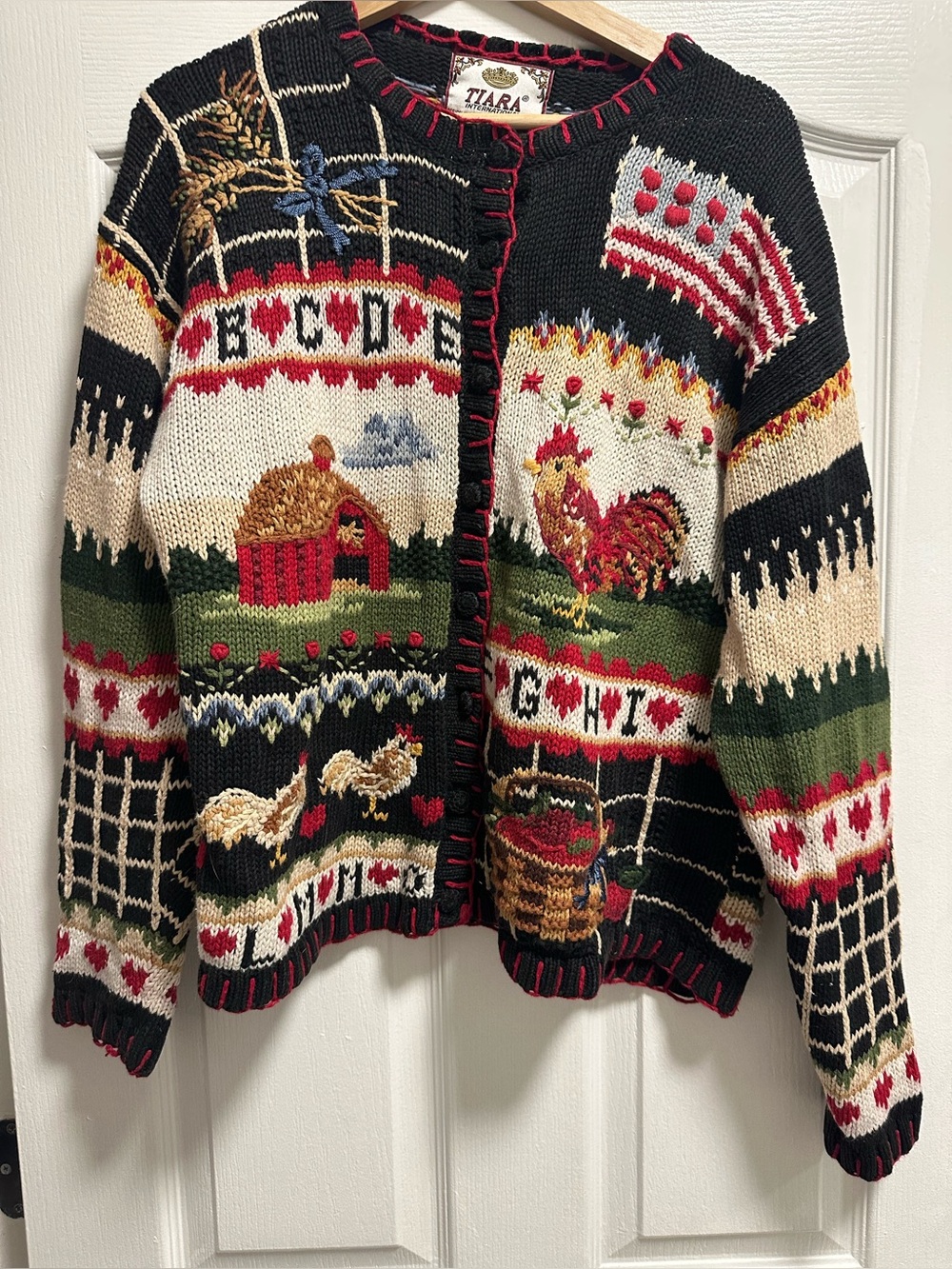 Y2K Tiara International Americana Schoolhouse Sweater